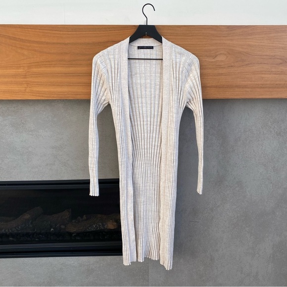 Peruvian Connection Long Ribbed Beige Cardigan, Size S - Picture 1 of 7